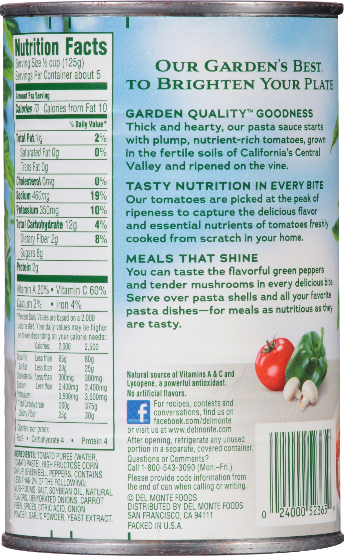 Del Monte Green Pepper & Mushroom Pasta Sauce 24 oz 24 oz Shipt