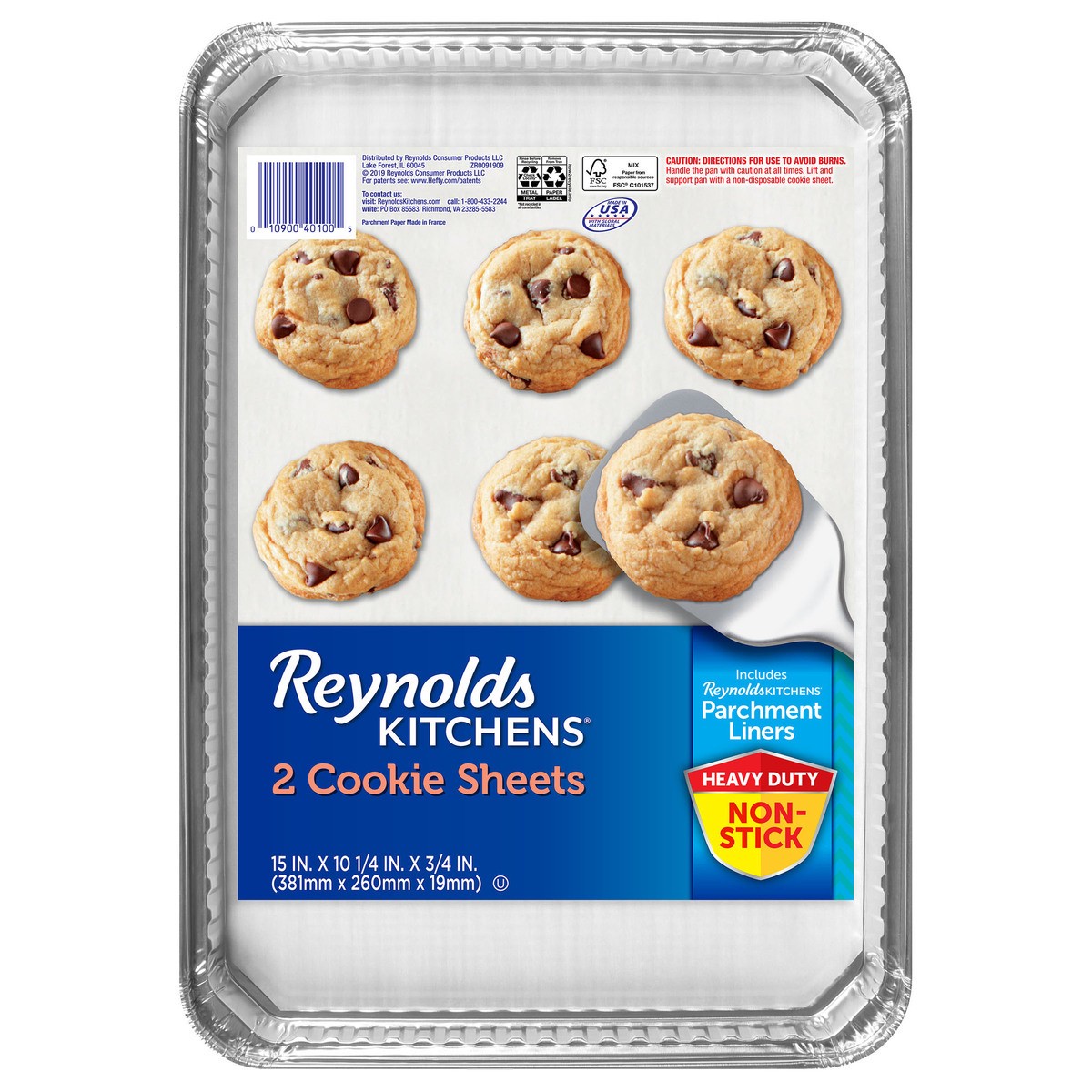 slide 3 of 4, Reynolds Kitchens 15 in. x 10-1/4 in. x 3/4 in. Parchment-Lined Cookie Sheets 2 ct Pack, 2 ct