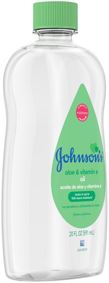 slide 6 of 6, Johnson's Oil, Mineral Oil with Aloe Vera & Vitamin E to help reduce Moisture Loss, Soothing, Moisturizing Baby Massage Oil, 20 fl. oz, 20 fl oz