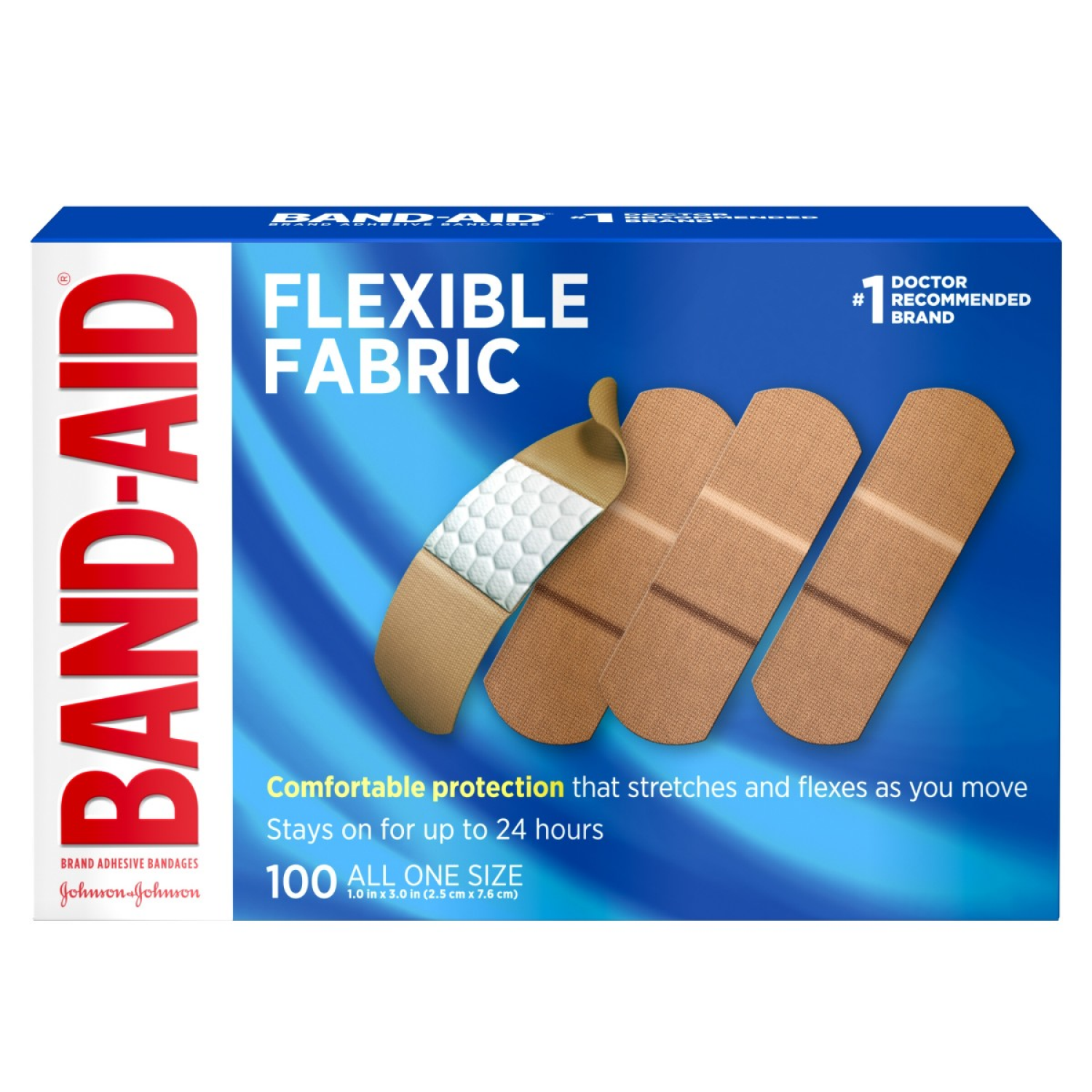 slide 1 of 4, BAND-AID Flexible Fabric Bandages 100 ea, 100 ct