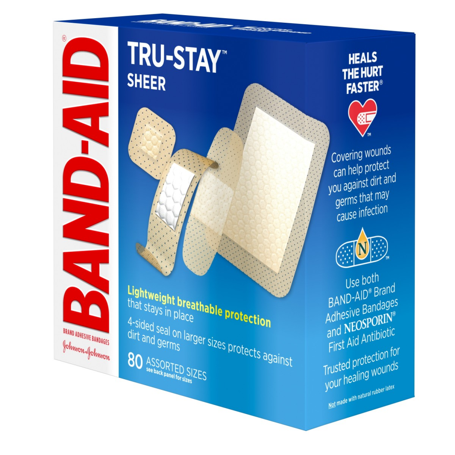 slide 2 of 4, BAND-AID Tru-Stay Sheer Assorted Sizes Bandages 80 ea, 80 ct