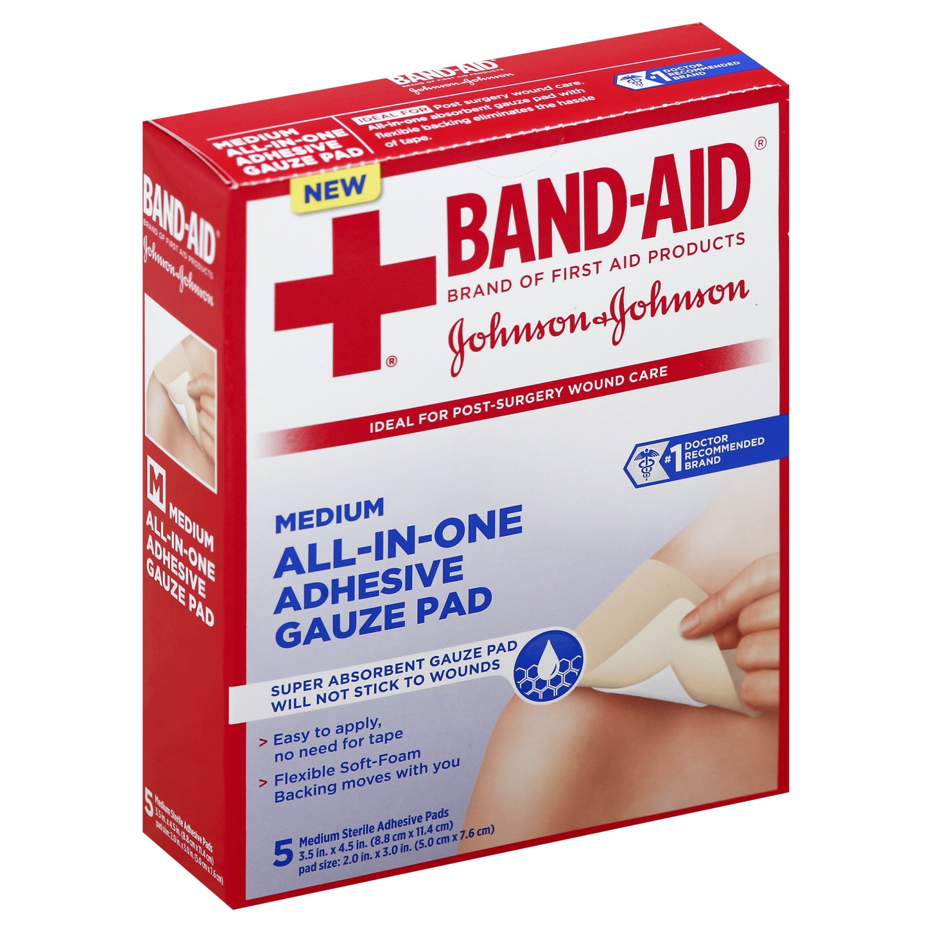 slide 1 of 14, BAND-AID Medium Sterile Adhesive Pads, 5 ct