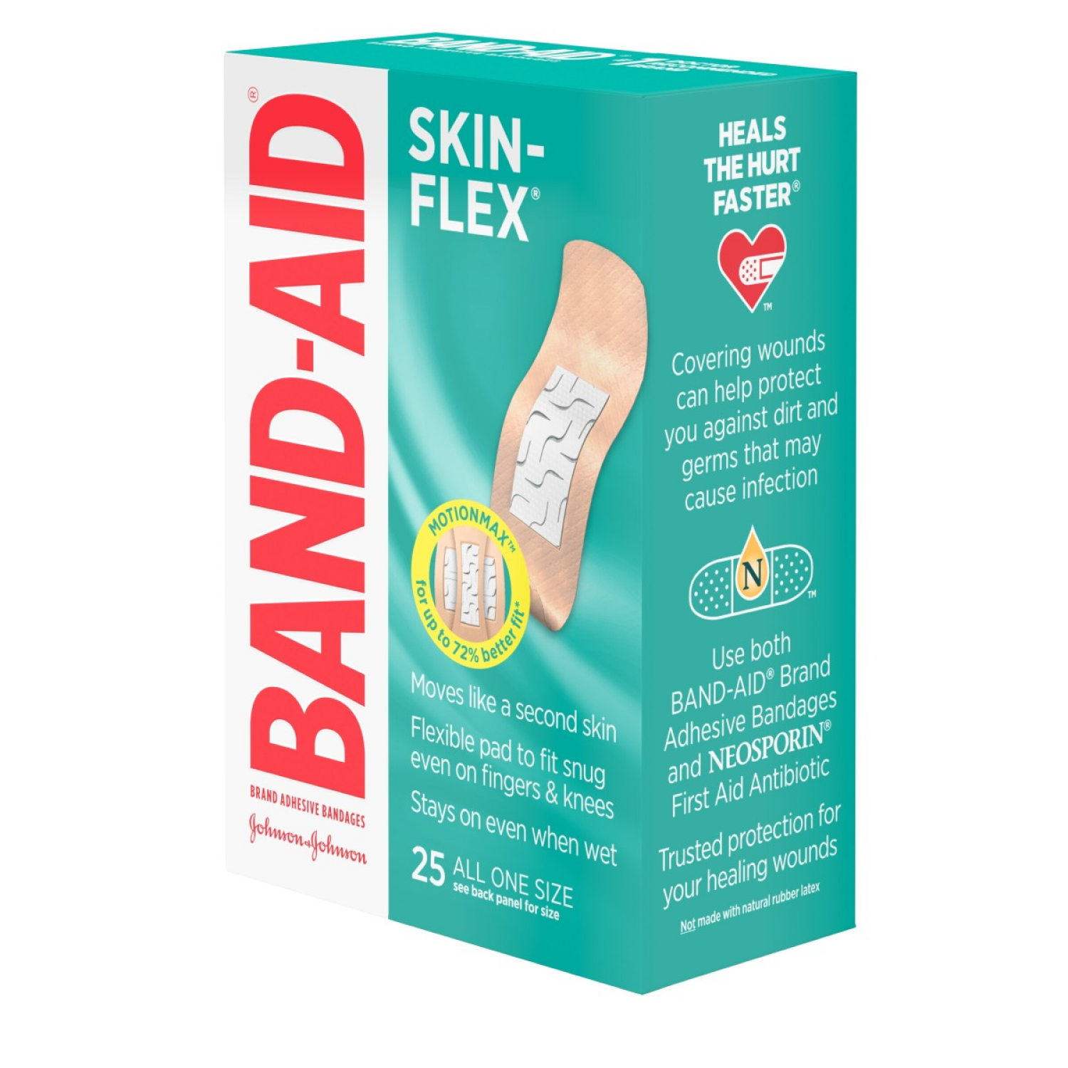 slide 2 of 4, BAND-AID Skin-Flex Adhesive Bandages for First Aid and Wound Care of Minor Cuts and Scrapes & Burns, Flexible Sterile Bandages Great for Fingers, Hands & Knees, All One Size, 25 ct, 25 ct