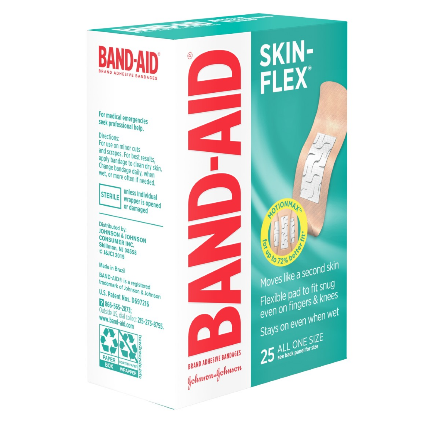 slide 3 of 4, BAND-AID Skin-Flex Adhesive Bandages for First Aid and Wound Care of Minor Cuts and Scrapes & Burns, Flexible Sterile Bandages Great for Fingers, Hands & Knees, All One Size, 25 ct, 25 ct
