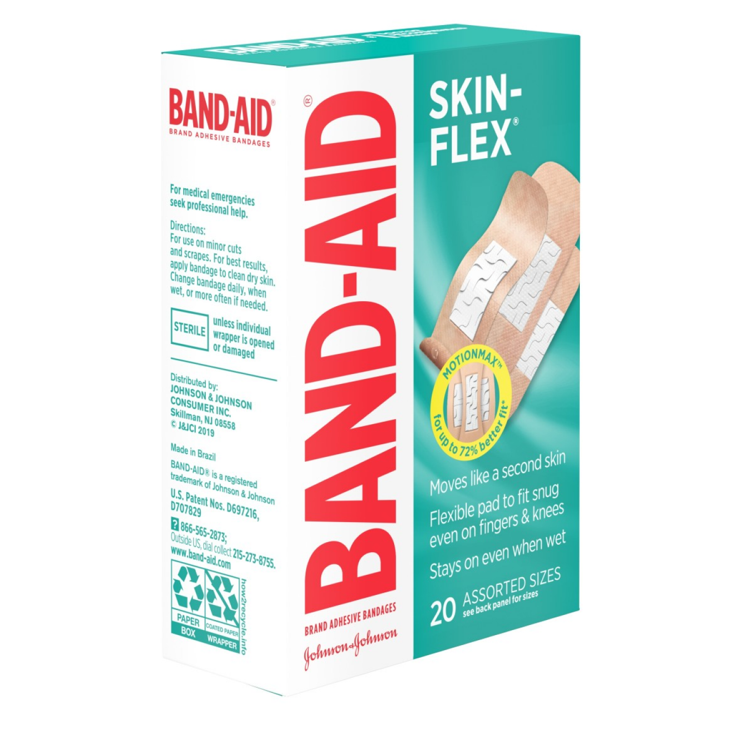 slide 4 of 4, BAND-AID Brand Skin-Flex Adhesive Bandages, Assorted, 20 Count, 20 ct