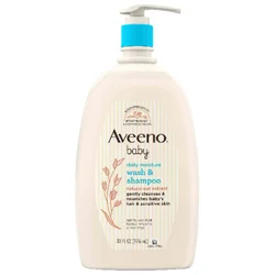 Aveeno Baby Daily Moisture Wash & Shampoo, Oat Extract, 33 fl. oz