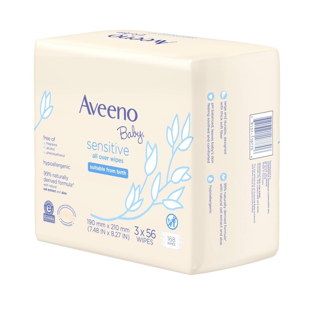 slide 8 of 11, Aveeno Baby Sensitive All Over Wipes, 3 ct
