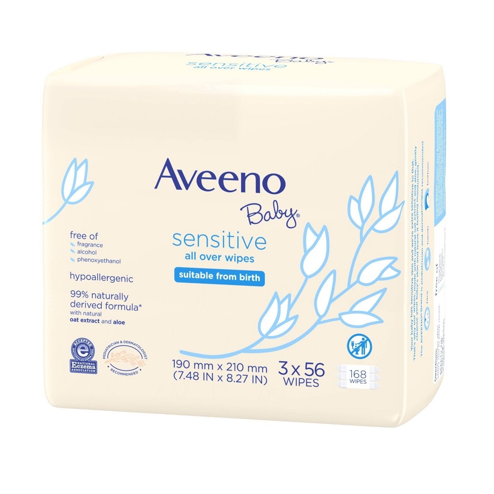 slide 9 of 11, Aveeno Baby Sensitive All Over Wipes, 3 ct