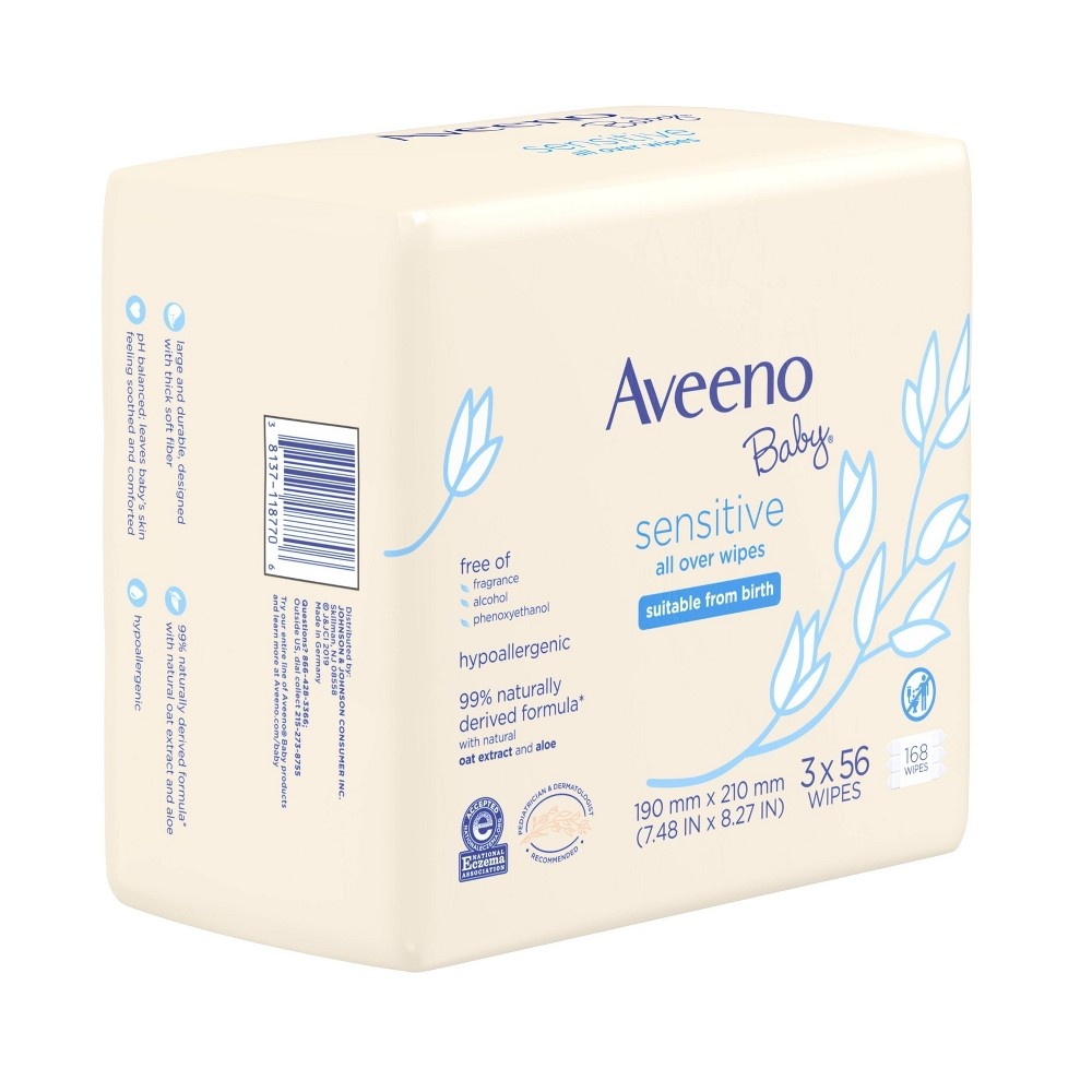 slide 3 of 11, Aveeno Baby Sensitive All Over Wipes, 3 ct