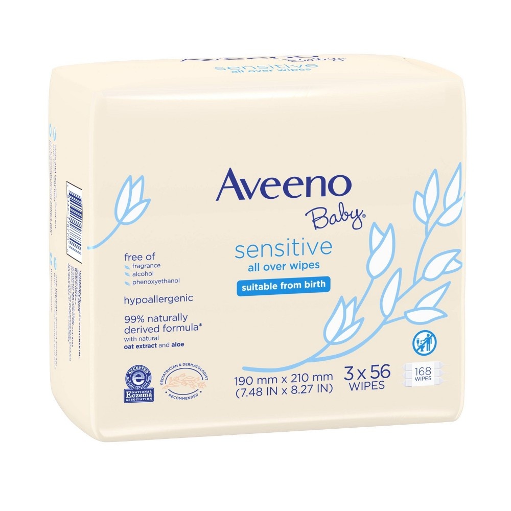 slide 4 of 11, Aveeno Baby Sensitive All Over Wipes, 3 ct