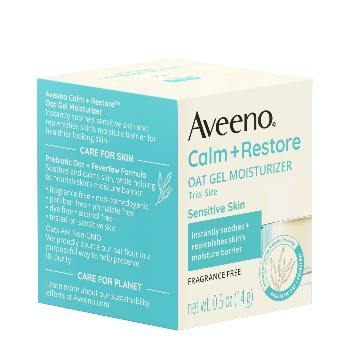 slide 4 of 7, Aveeno Calm + Restore Oat Gel Face Moisturizer, For Sensitive Skin, 0.5 Oz, 0.5 oz