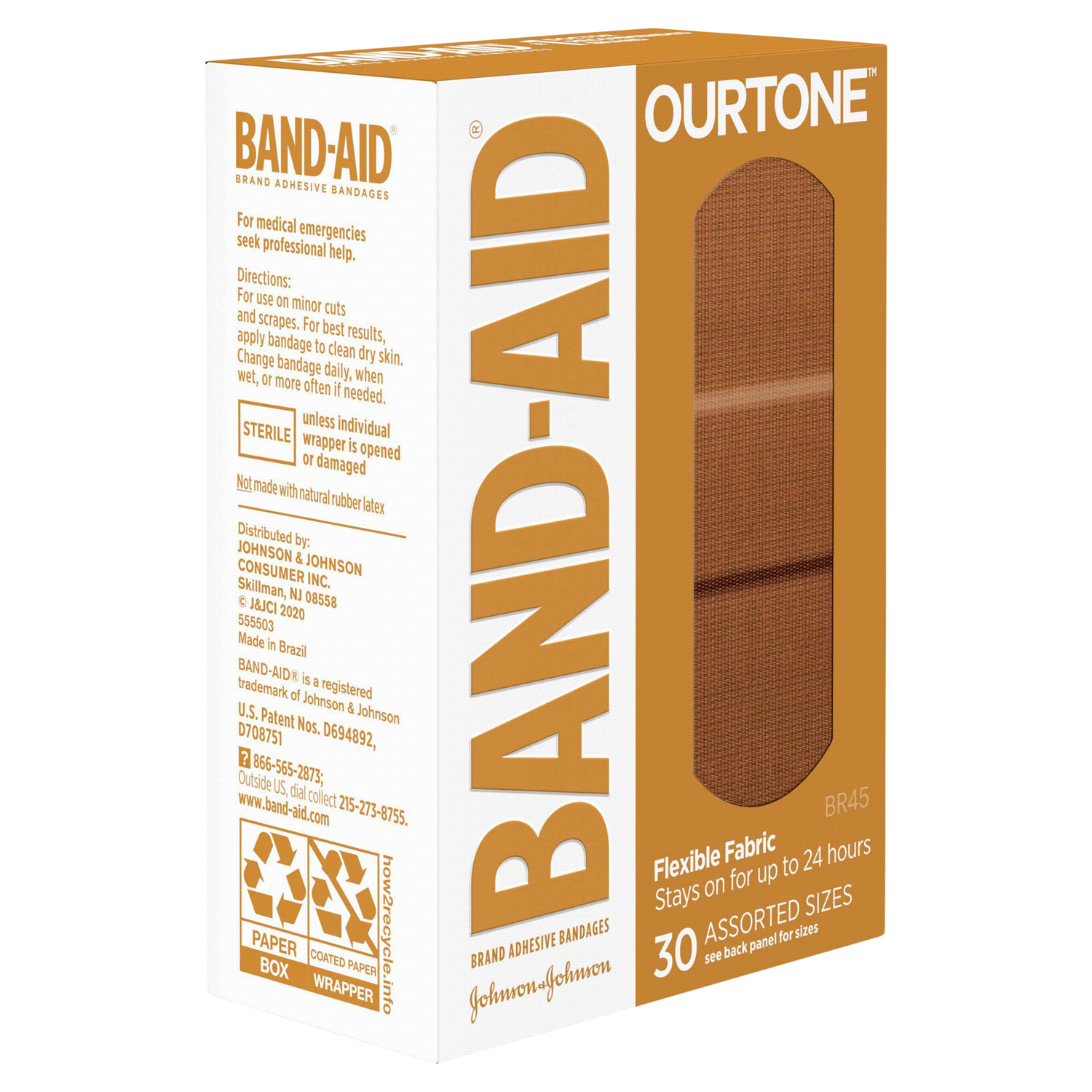 slide 4 of 4, BAND-AID Ourtone Flexible Fabric Adhesive Bandages, BR45, 30 ct, 30 ct