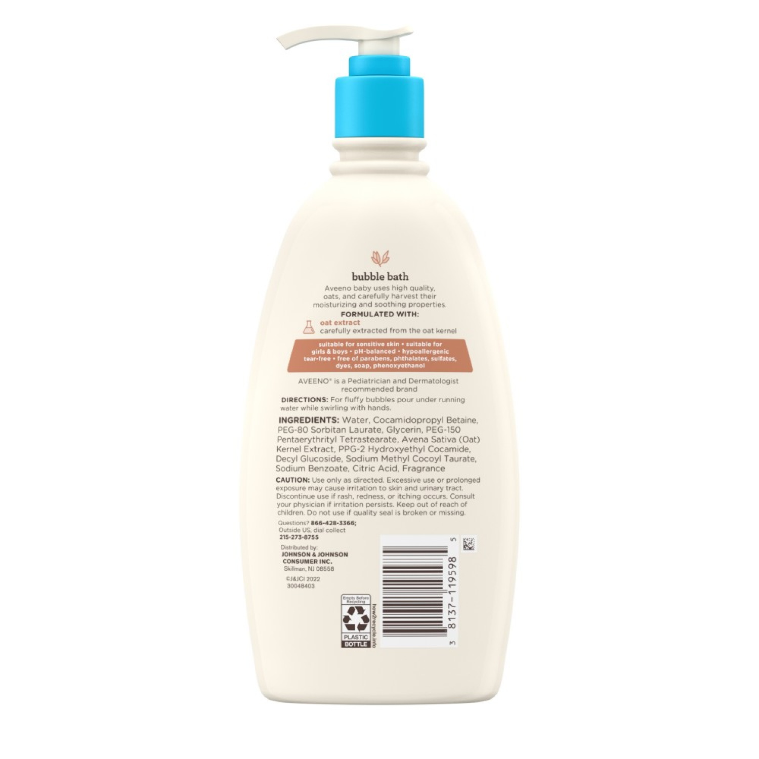 slide 2 of 6, Aveeno Sensitive Skin Bubble Bath with Oat Extract 19.2 fl oz, 19.2 fl oz