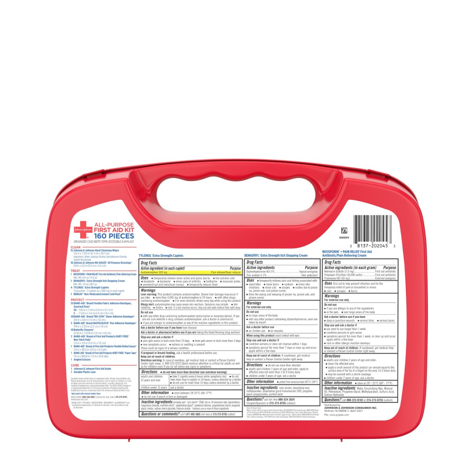 slide 6 of 8, Johnson & Johnson All-Purpose Portable Compact First Aid Kit, 160 pc, 1 ct