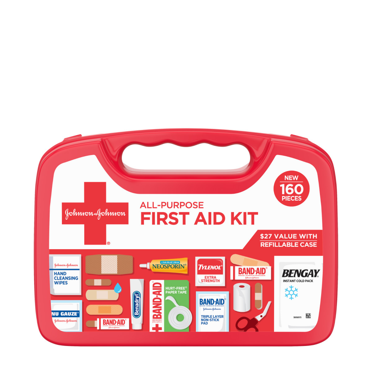 slide 1 of 8, Johnson & Johnson All-Purpose Portable Compact First Aid Kit, 160 pc, 1 ct