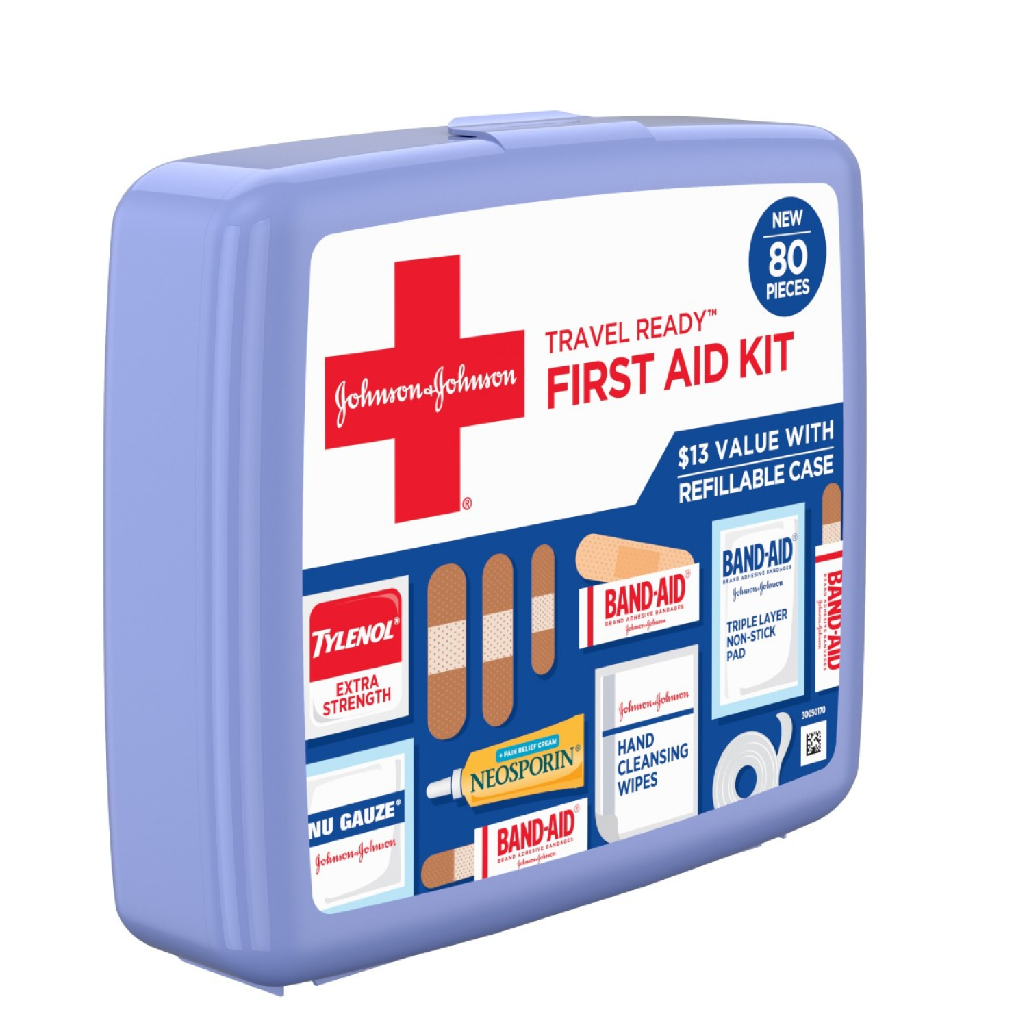 slide 2 of 4, Johnson & Johnson Travel Ready First Aid Kit, 80 Pieces, 1 ct