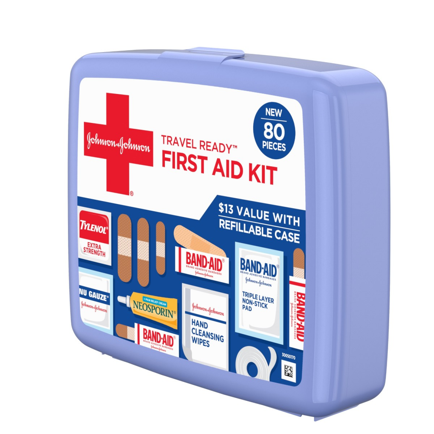 slide 3 of 4, Johnson & Johnson Travel Ready First Aid Kit, 80 Pieces, 1 ct
