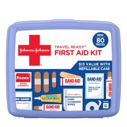 Johnson & Johnson Travel Ready First Aid Kit, 80 Pieces