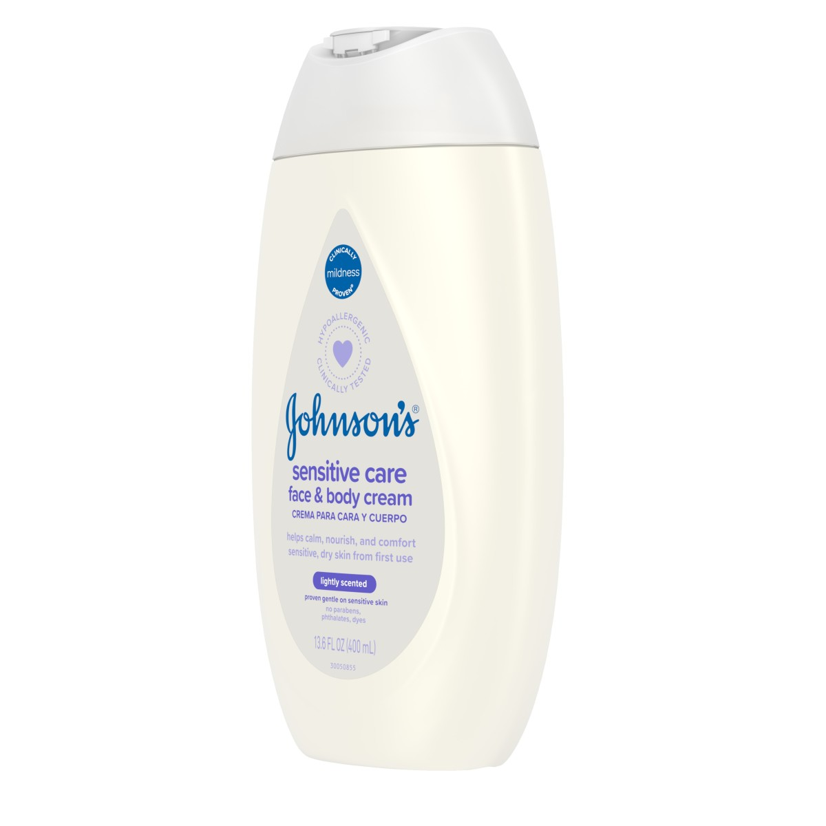 slide 4 of 6, Johnson's Sensitive Care Face & Body Baby Cream, Light Scent, 13.6 Fl. Oz (400 mL), 400 ml