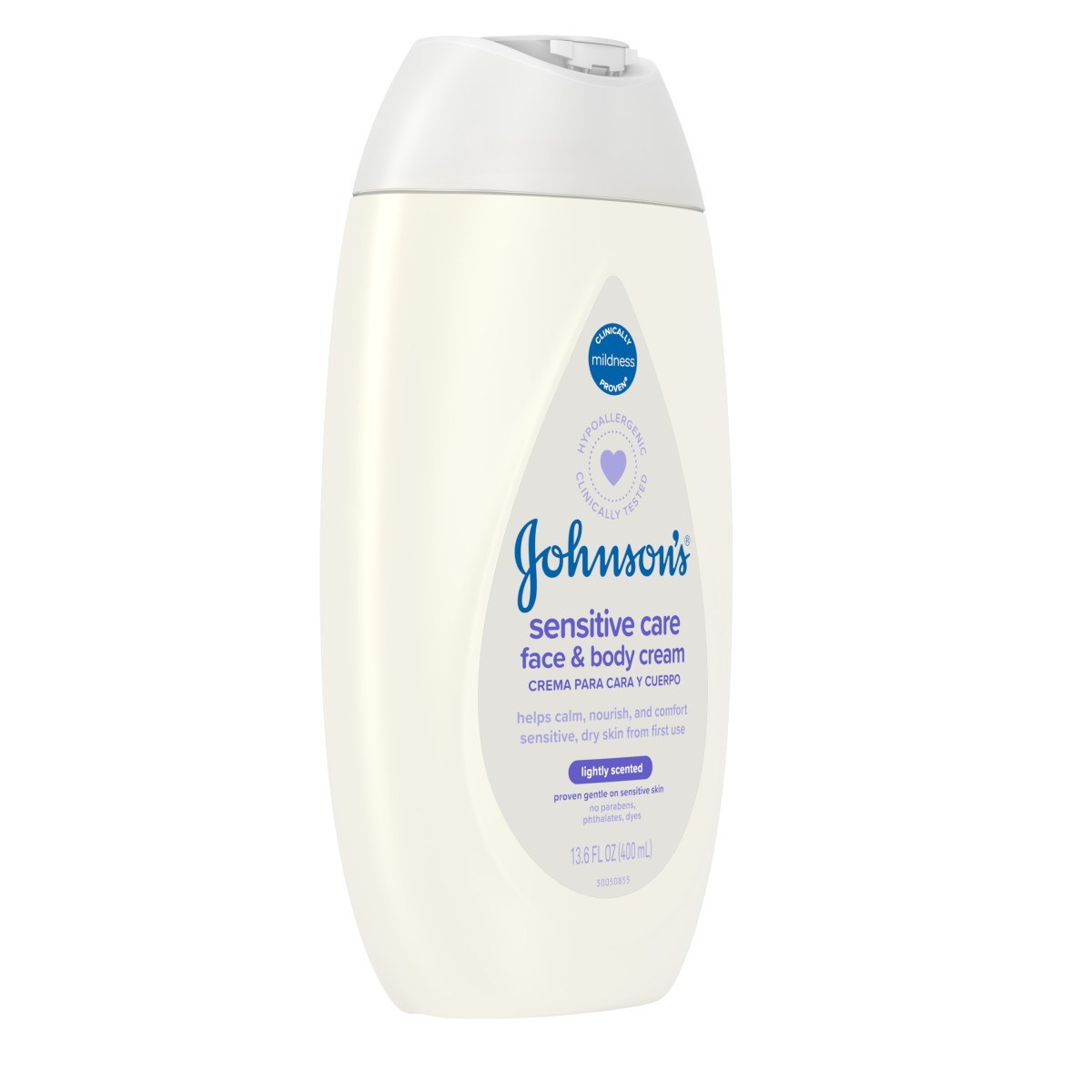 slide 6 of 6, Johnson's Sensitive Care Face & Body Baby Cream, Light Scent, 13.6 Fl. Oz (400 mL), 400 ml