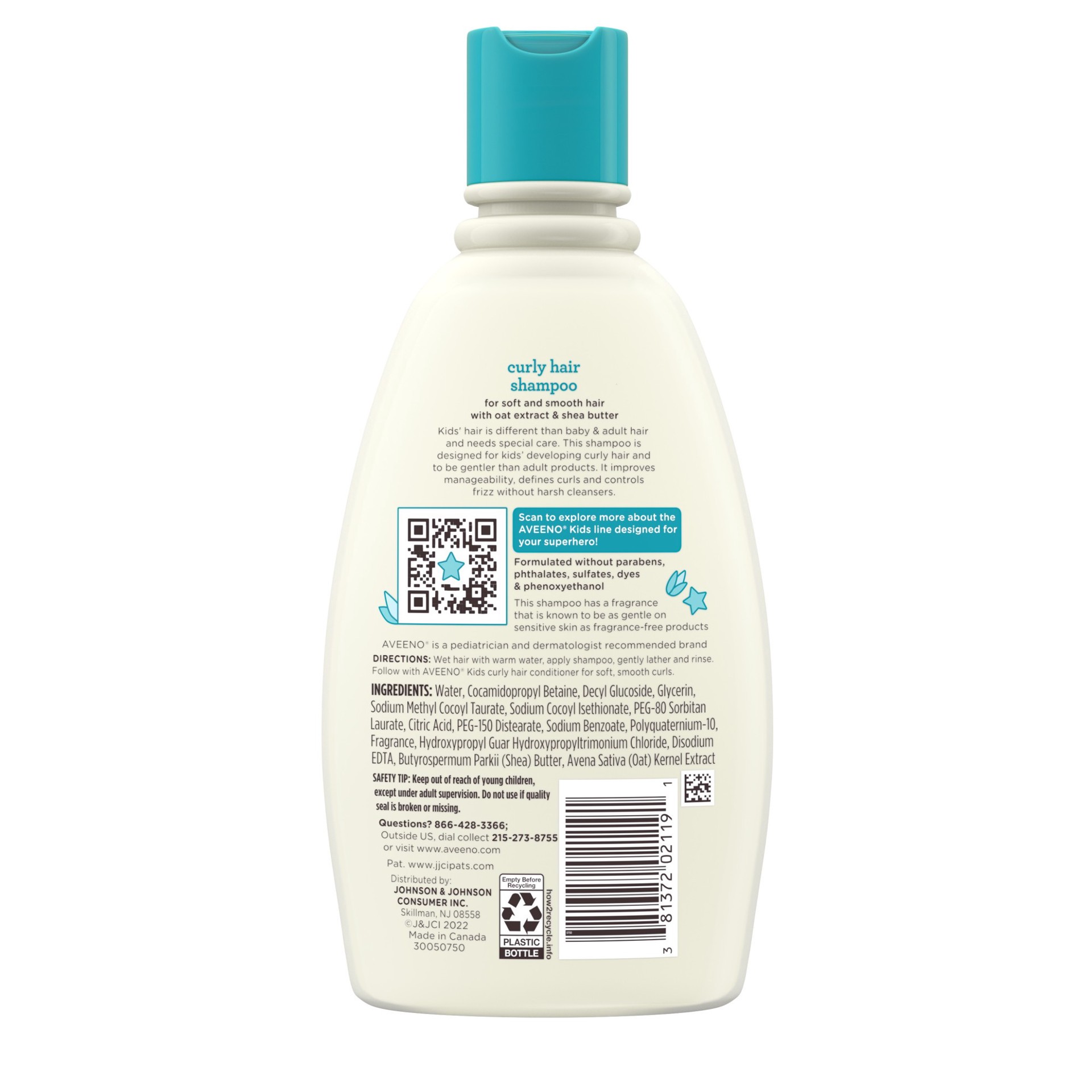 slide 2 of 2, Aveeno Kids Curly Hair Shampoo, Hydrating Shampoo, Kids Curly Hair Products, Oat Extract & Shea Butter Gentle Scent, 12 fl. oz (Pack of 1), 12 fl oz