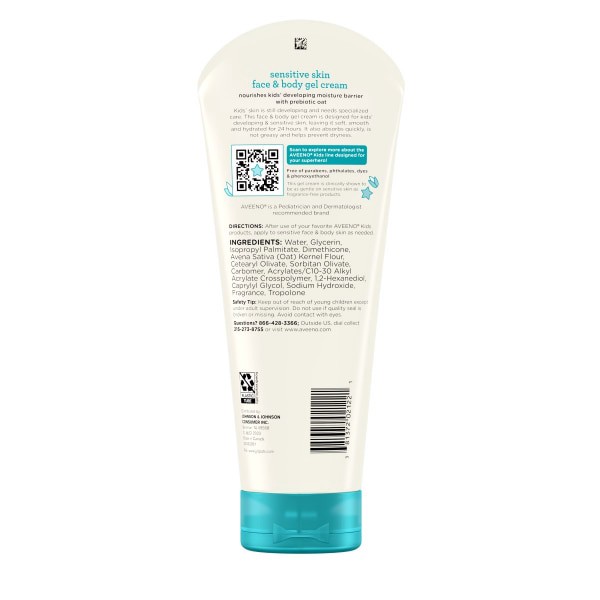 slide 12 of 17, Aveeno Kids Sensitive Skin Face & Body Gel Cream, Hypoallergenic, 8 oz
