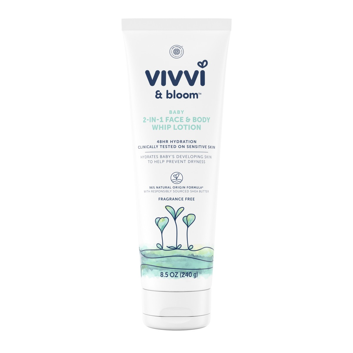 slide 1 of 1, Vivvi & Bloom 2-in-1 Baby Face & Body Whip Lotion, Fragrance-Free, 8.5 oz