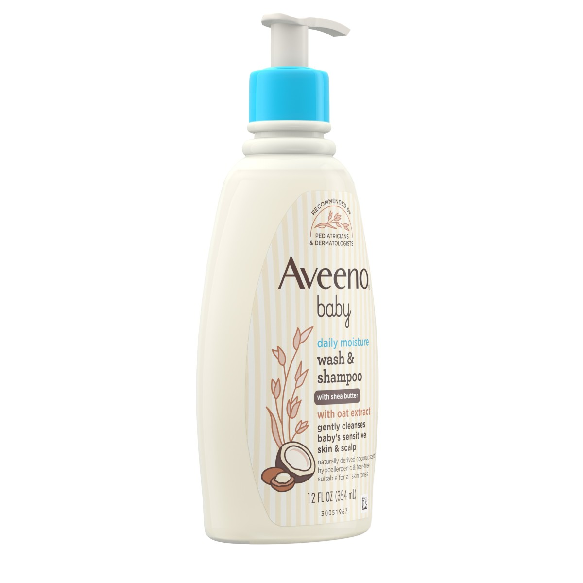 slide 4 of 4, Aveeno Wash Shamp Bby Dly, 12 fl oz