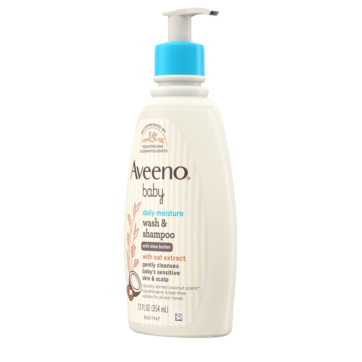 slide 3 of 4, Aveeno Wash Shamp Bby Dly, 12 fl oz