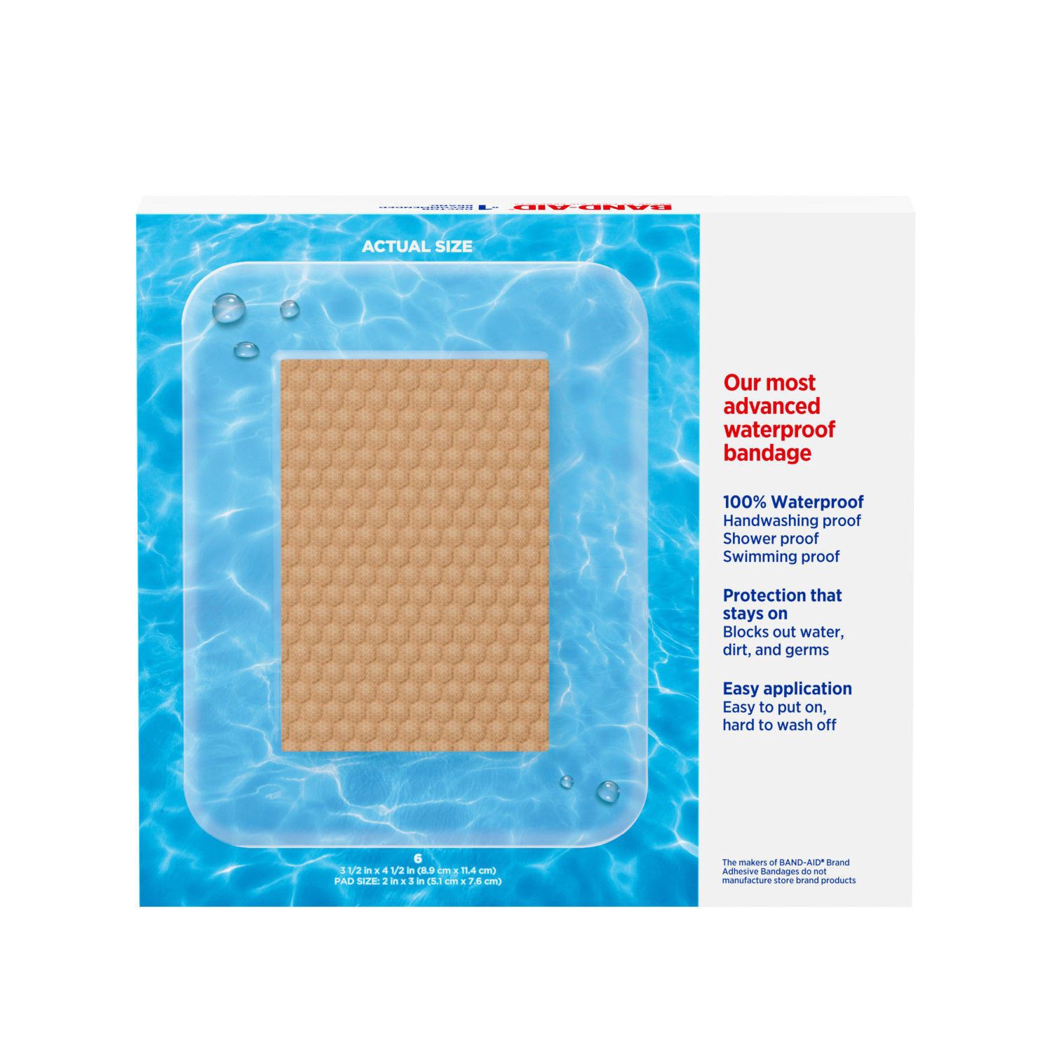 slide 5 of 6, BAND-AID Brand Clear Waterproof Adhesive Bandages, Jumbo, 6 ct, 6 ct