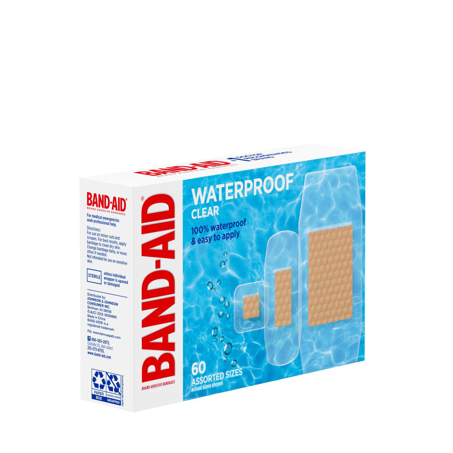 slide 4 of 5, BAND-AID Brand Clear Waterproof Adhesive Bandages, Assorted, 60 ct, 60 ct