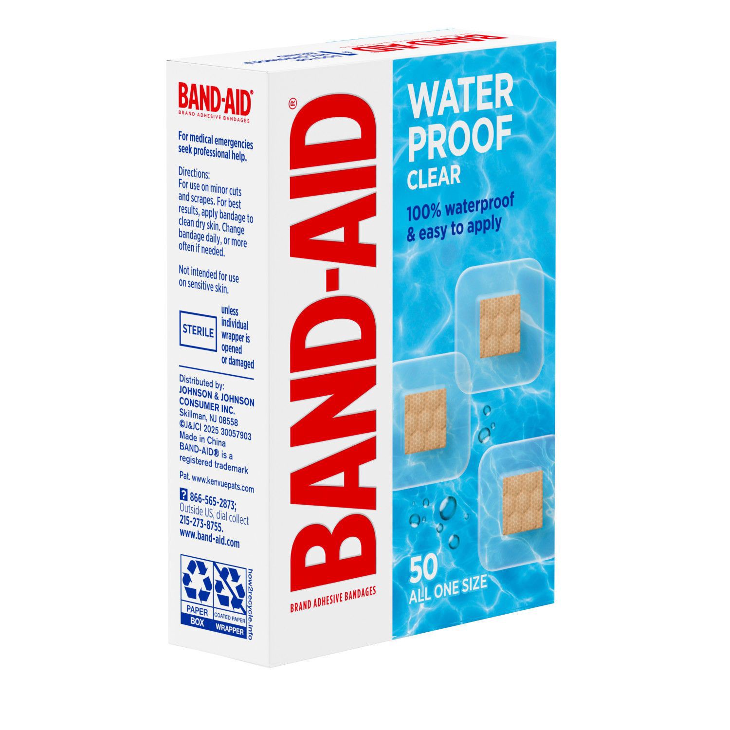slide 5 of 6, BAND-AID Brand Waterproof Clear Spot Square Bandages, One Size, 50 ct, 50 ct