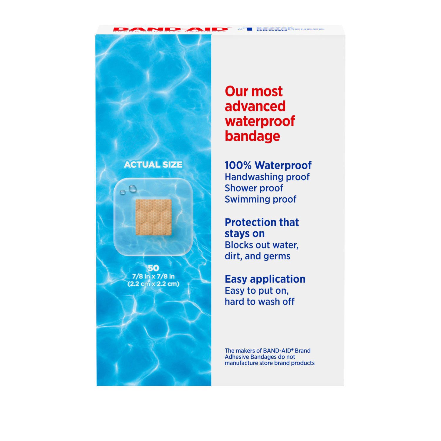 slide 3 of 6, BAND-AID Brand Waterproof Clear Spot Square Bandages, One Size, 50 ct, 50 ct
