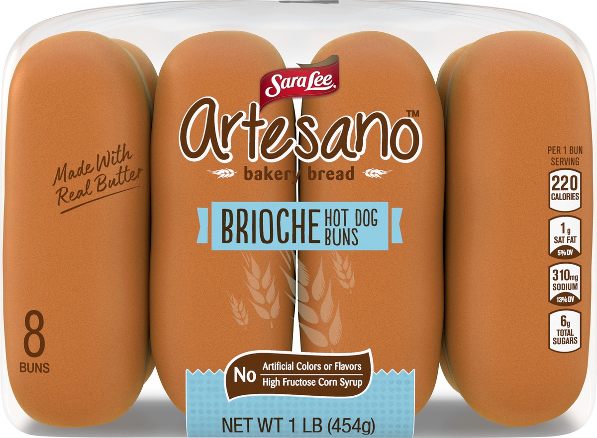 slide 8 of 9, Sara Lee Artesano Brioche Hot Dog Buns, 8 count, 16 oz, 8 ct
