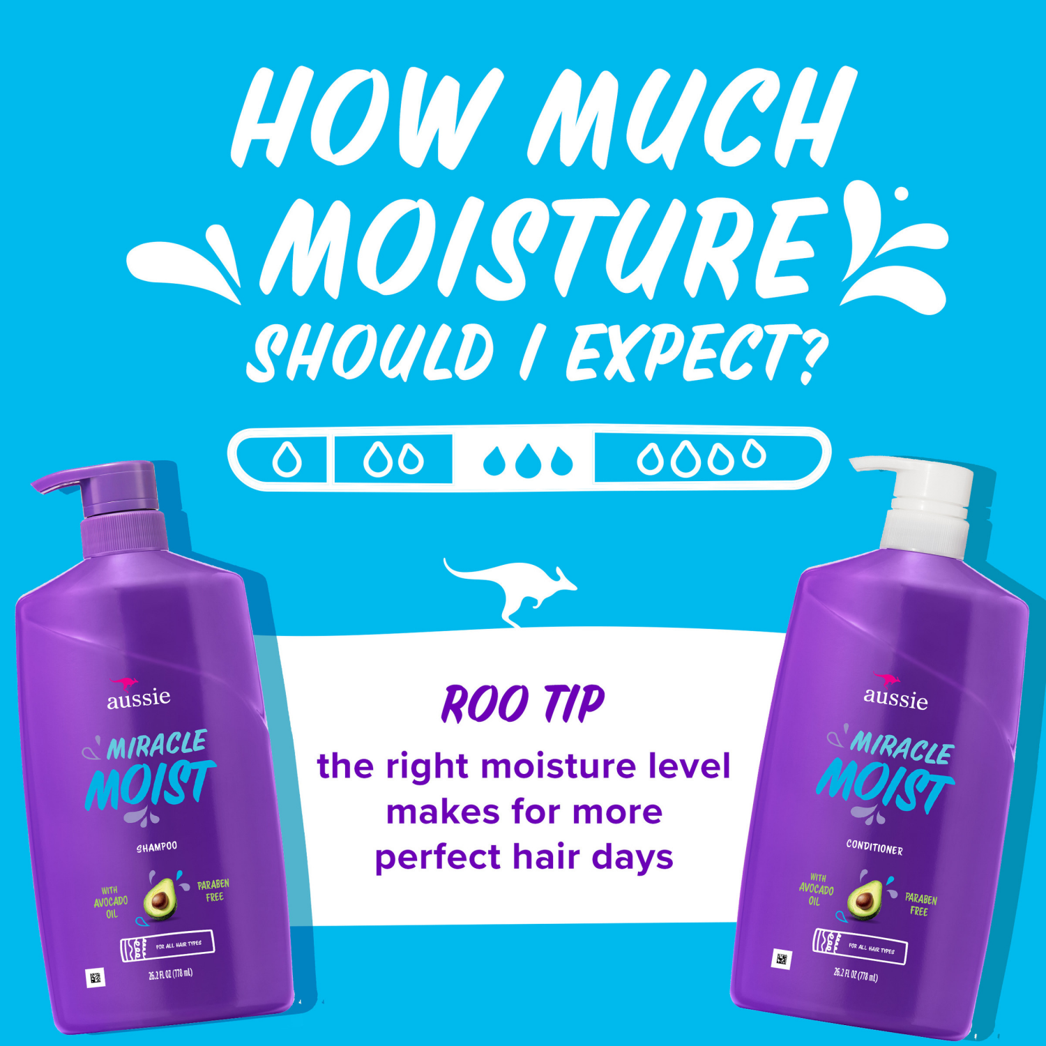 slide 8 of 8, Aussie Miracle Moist Shampoo and Conditioner Dual Pack, for All Hair Types, Paraben-Free, 26.2 fl oz Pump Bottles, 2 ct