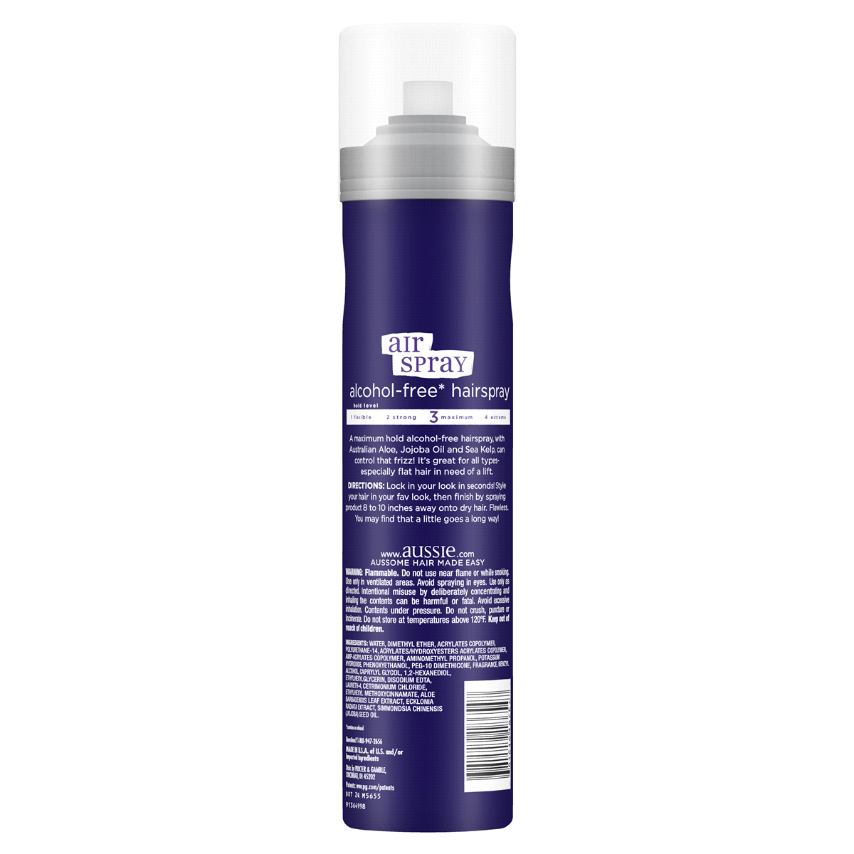 slide 3 of 4, Aussie Maximum Hold Alcohol-Free Hair Spray, 7 oz