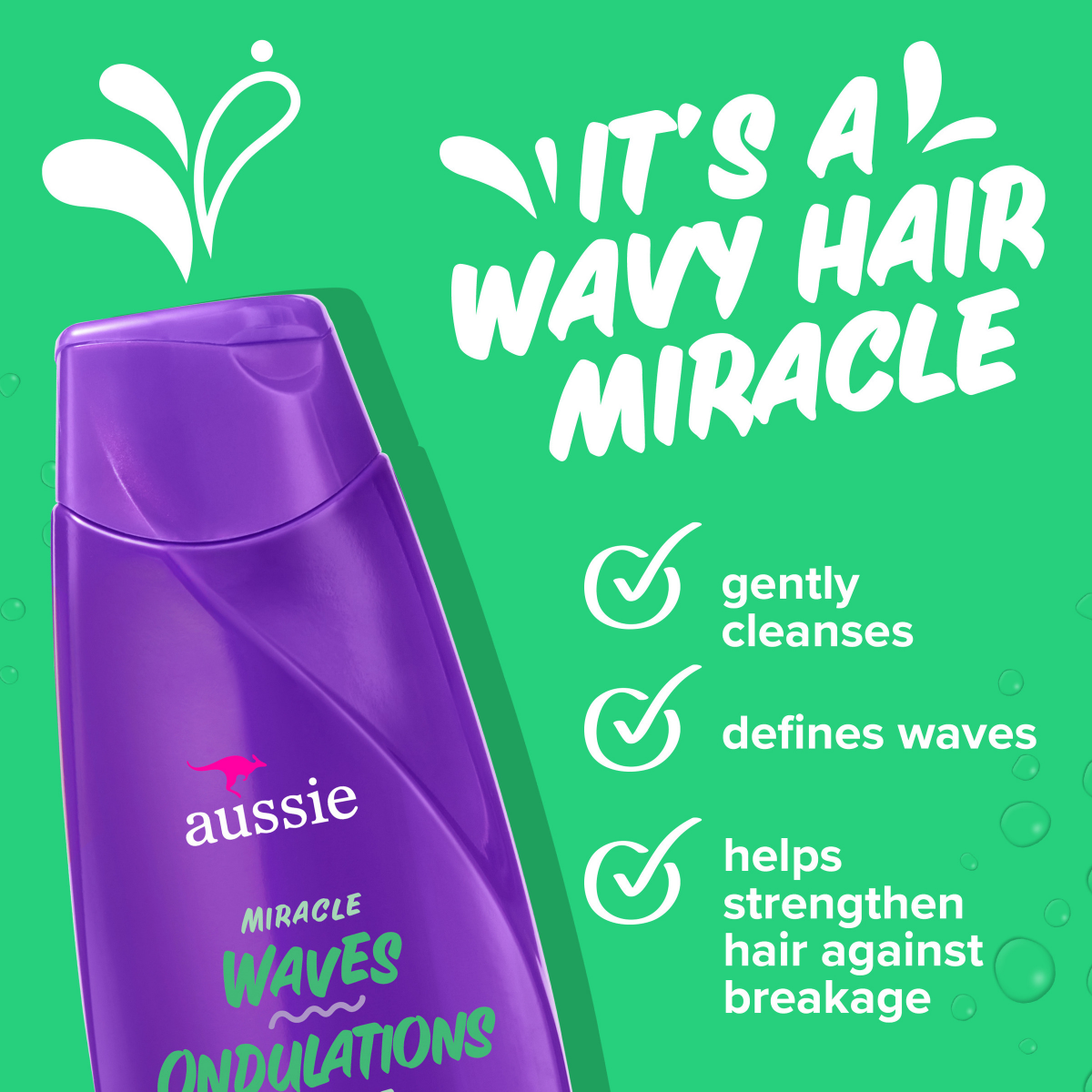 slide 6 of 8, Aussie Miracle Waves Shampoo with Hemp Seed Oil for Wavy Hair\, Paraben-Free\, 12.01 oz\, 360 ml, 12.10 fl oz