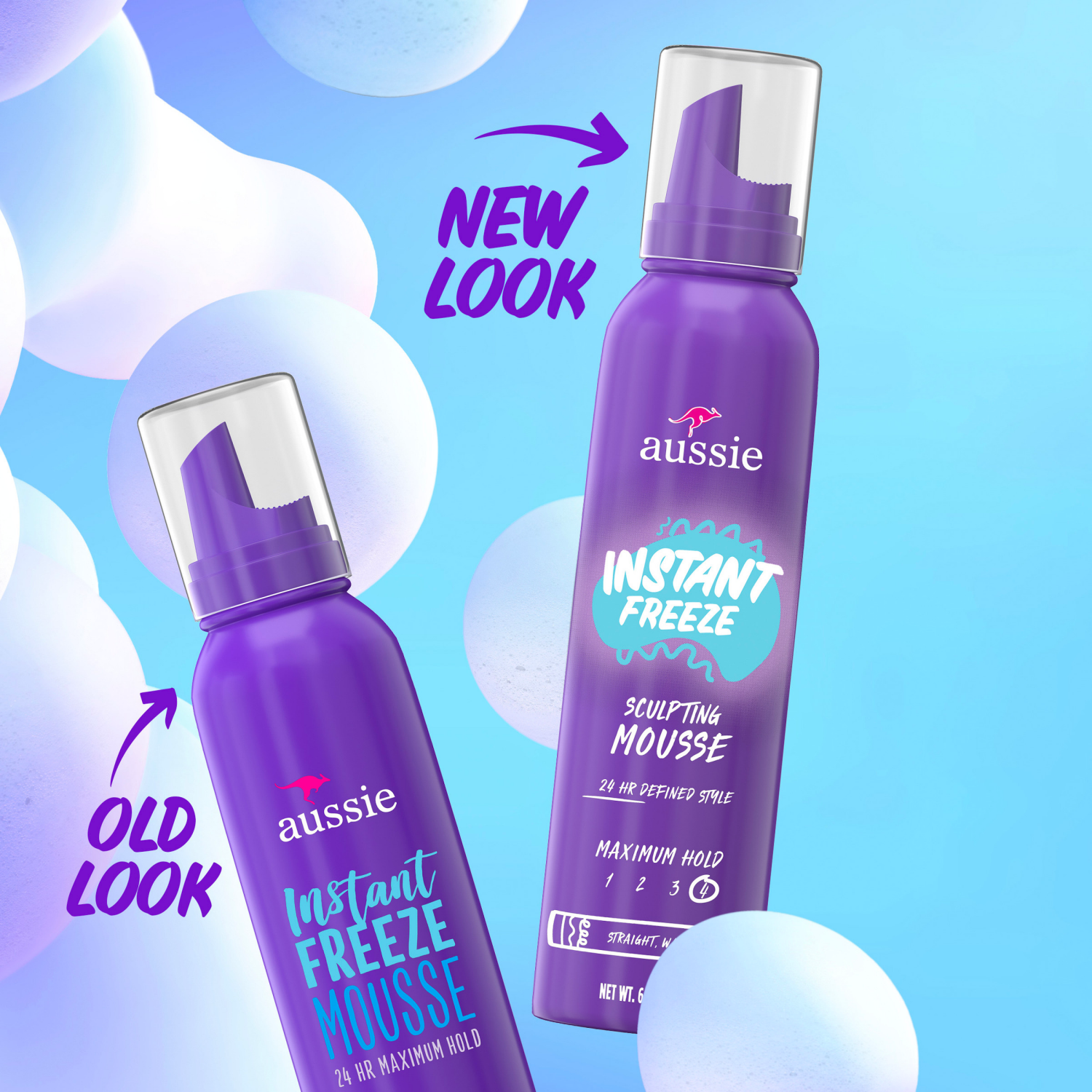 slide 4 of 5, Aussie Instant Freeze Sculpting Mousse, Mousse for Curly Hair, Straight Hair, and Wavy Hair, 6 oz