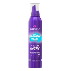Aussie Instant Freeze Sculpting Mousse, Mousse for Curly Hair, Straight Hair, and Wavy Hair