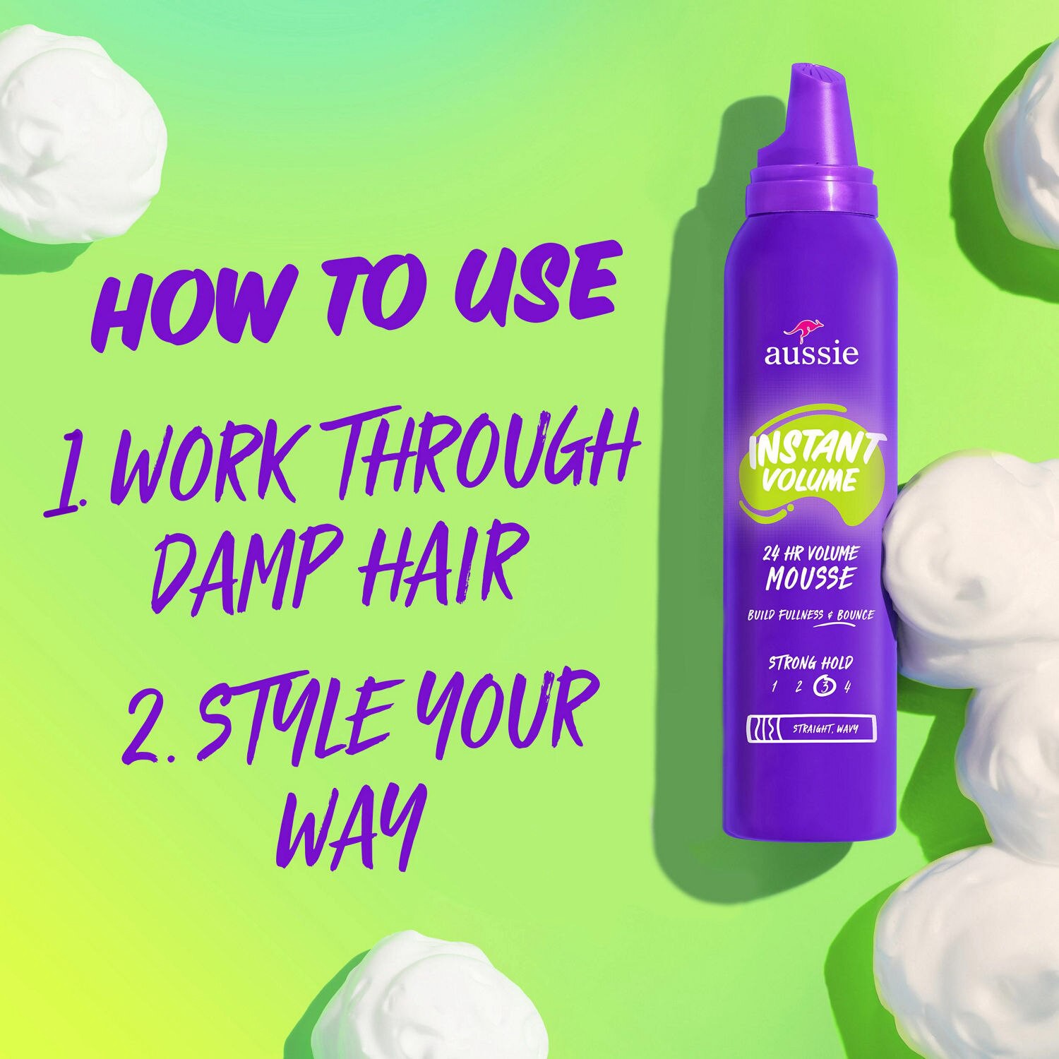 slide 2 of 11, Aussie Instant Volume Mousse, 24-hour Volume Mousse, 6 oz, 6 oz