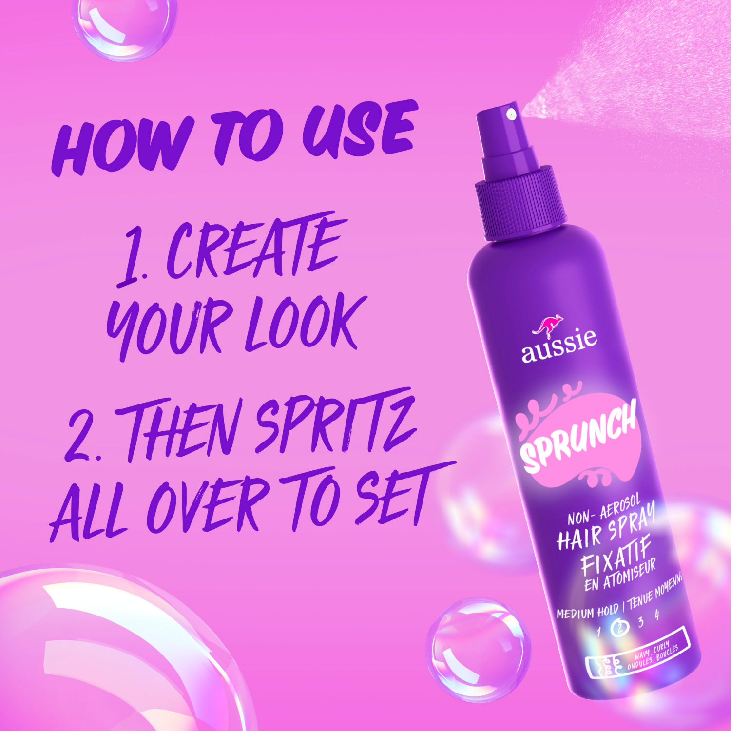 slide 2 of 5, Aussie Sprunch Non-Aerosol Hair Spray for Curly Hair and Wavy Hair, 8.5 fl oz, 8.5 fl oz