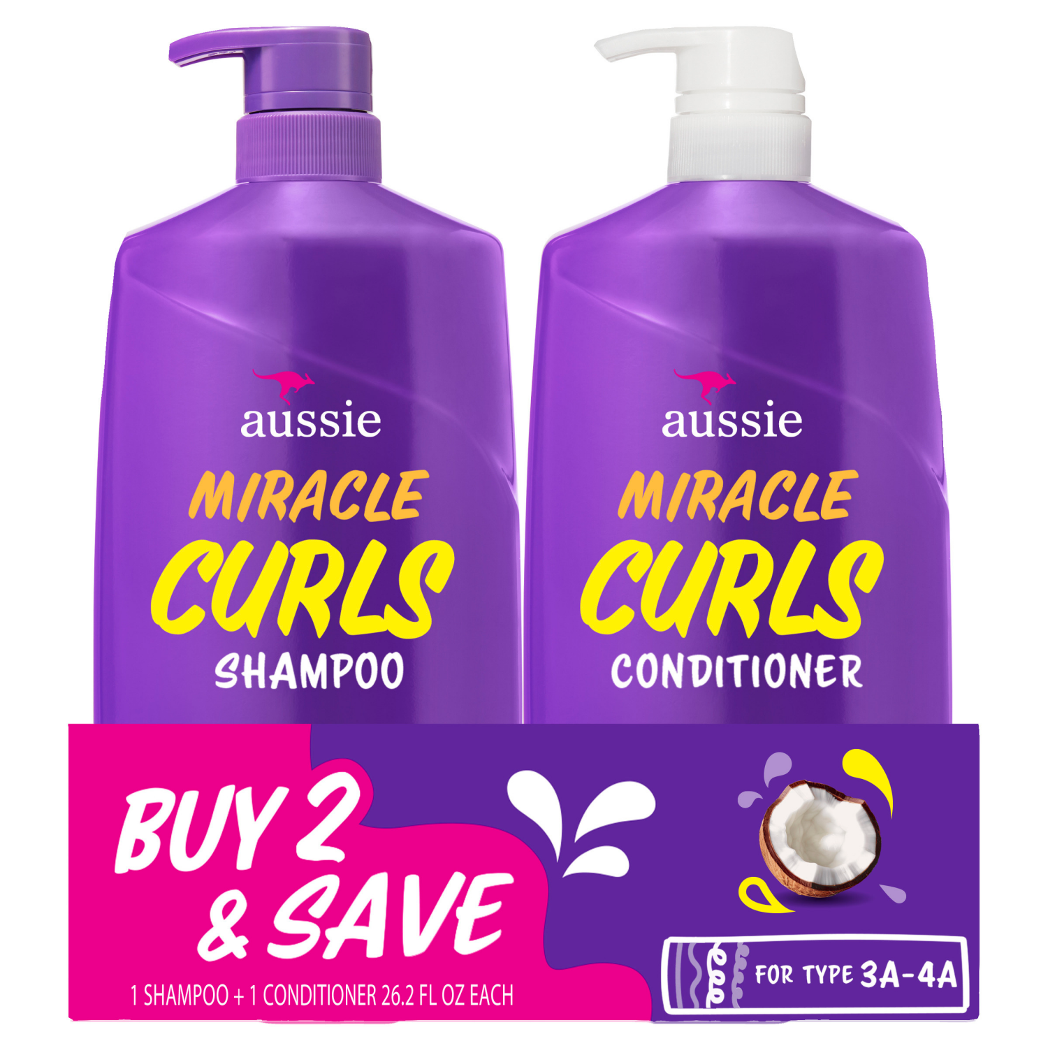 slide 1 of 5, Aussie Curls Shampoo and Conditioner Dual Pack, 26.2 oz