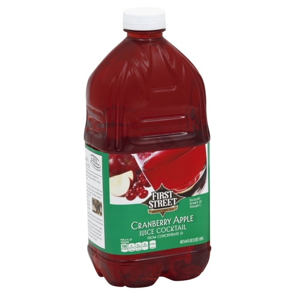 slide 1 of 1, First Street Cranberry Apple Juice Cocktail - 64 oz, 64 oz