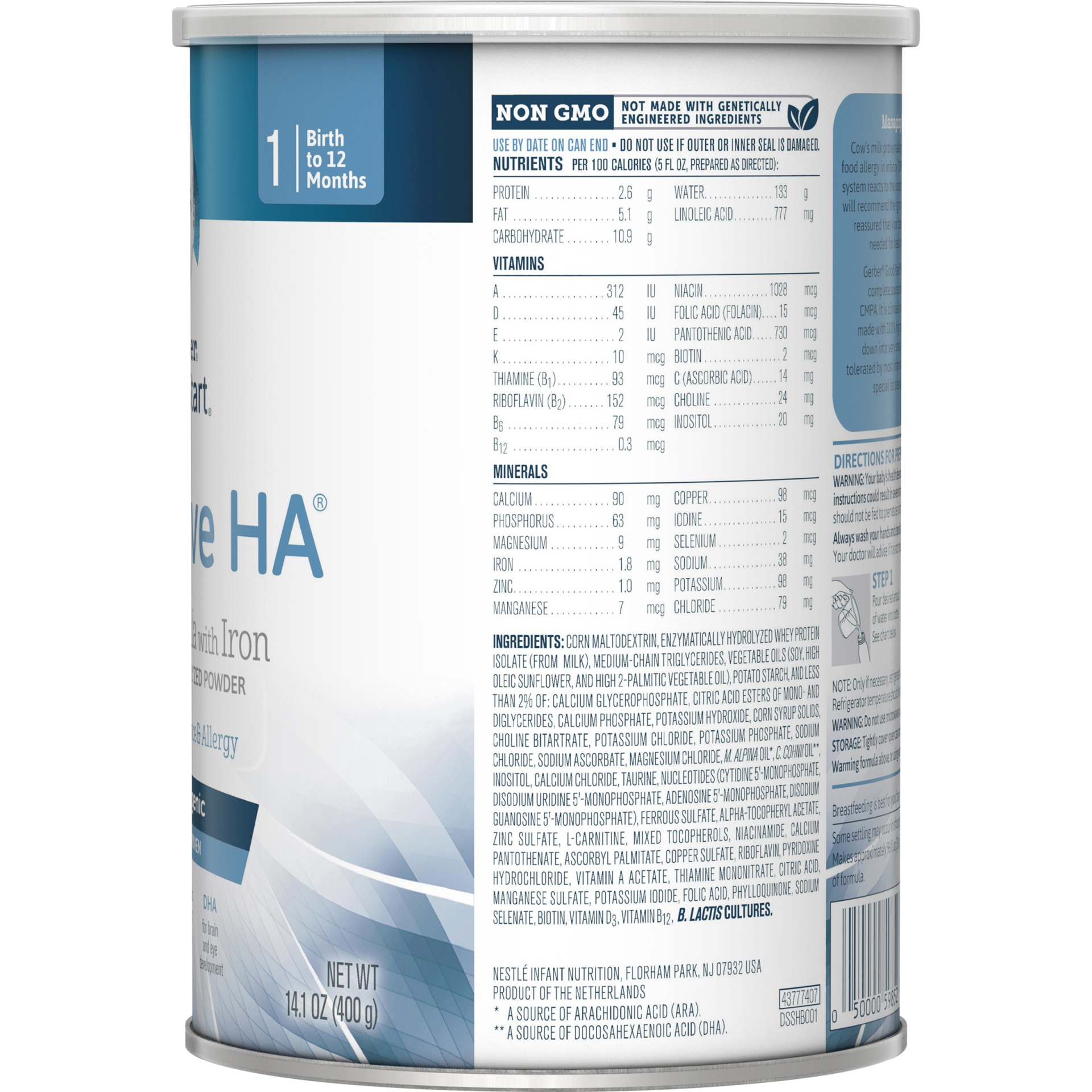 slide 4 of 7, Good Start Extensive HA Hypoallergenic Powder Infant Formula with Iron, 14.1 oz Canister, 14.1 oz