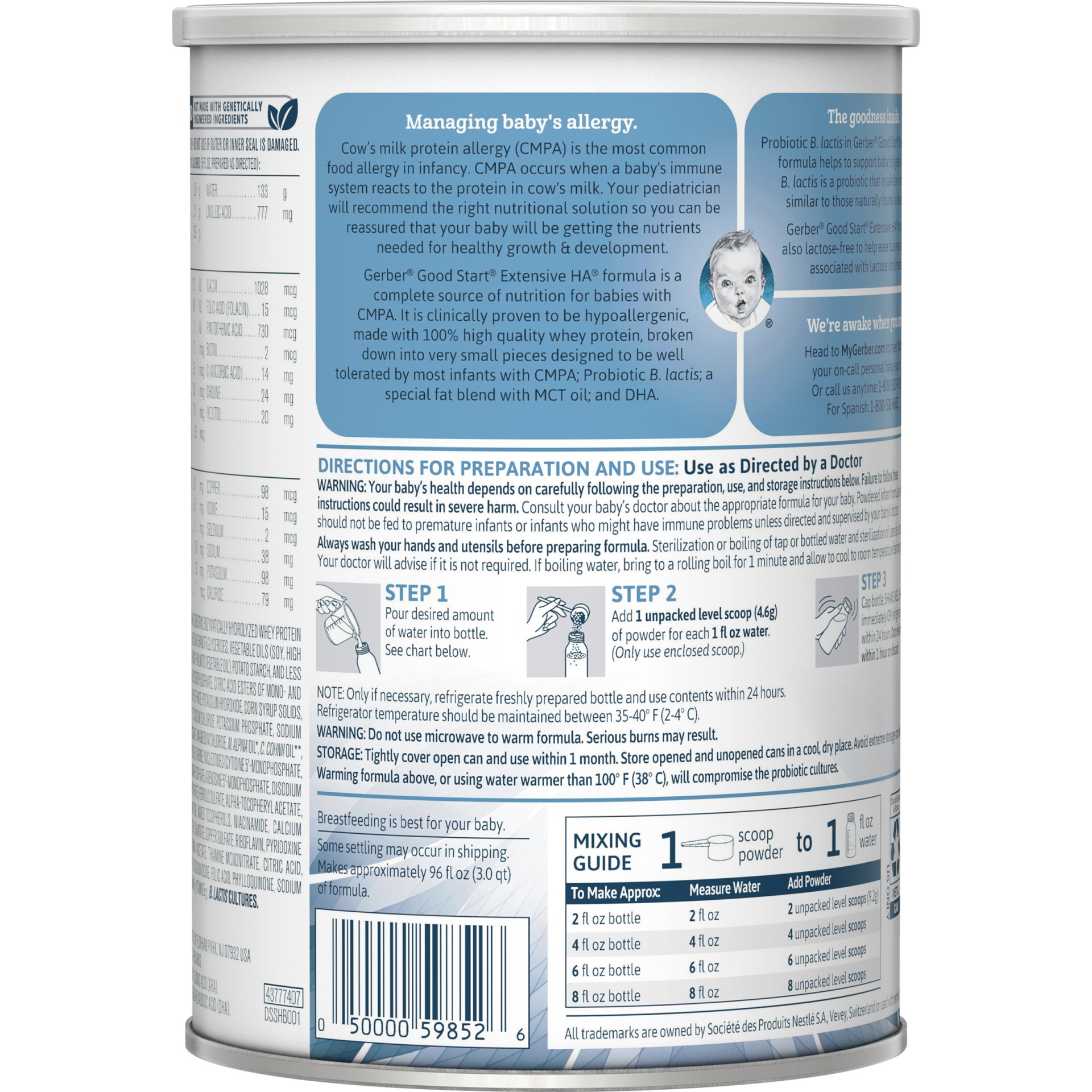 slide 5 of 7, Good Start Extensive HA Hypoallergenic Powder Infant Formula with Iron, 14.1 oz Canister, 14.1 oz