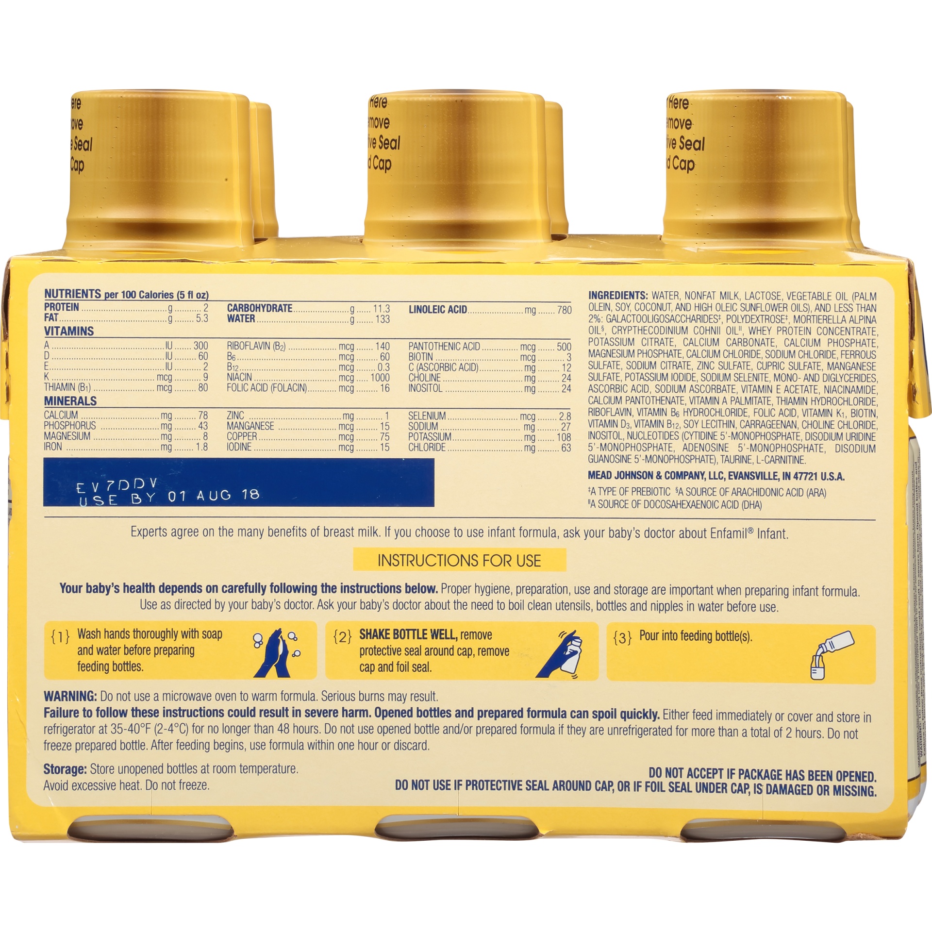 slide 8 of 8, Enfamil Non-Gmo Ready-to-Feed Infant Formula Bottles, 6 ct; 8 fl oz