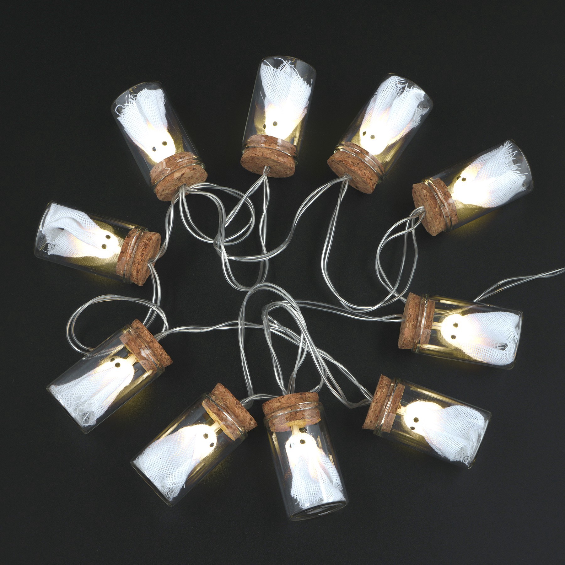 slide 2 of 2, 10ct. Warm White Led Glass Ghost Jar String Lights By Ashland, 10 ct