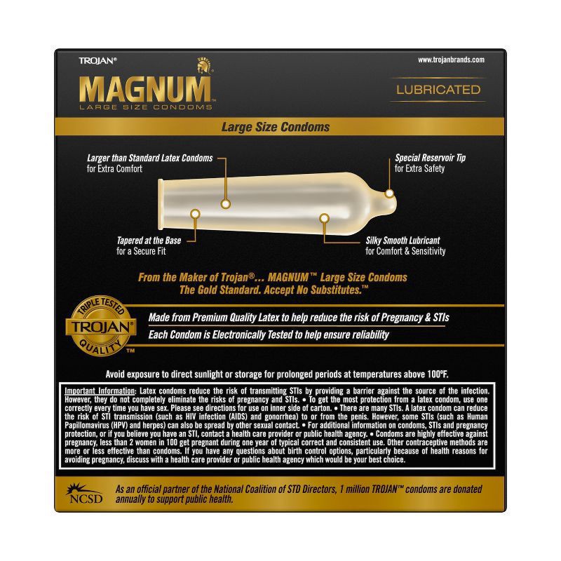 slide 2 of 9, Trojan Magnum Large Size Lubricated Condoms for Comfort and Sensitivity, 36 Count, 1 Pack, 36 ct