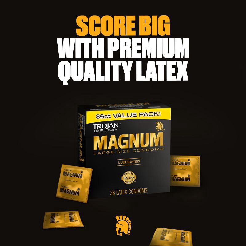 slide 5 of 9, Trojan Magnum Large Size Lubricated Condoms for Comfort and Sensitivity, 36 Count, 1 Pack, 36 ct