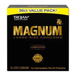 Trojan Magnum Large Size Lubricated Condoms for Comfort and Sensitivity, 36 Count, 1 Pack